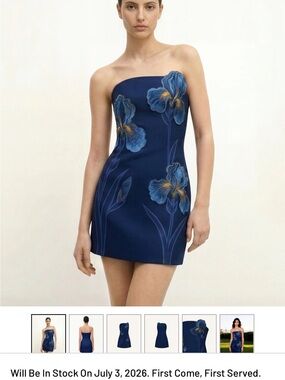 Iris Floral Print Strapless Dress – Navy blue OUT OF STOCK ONLINE